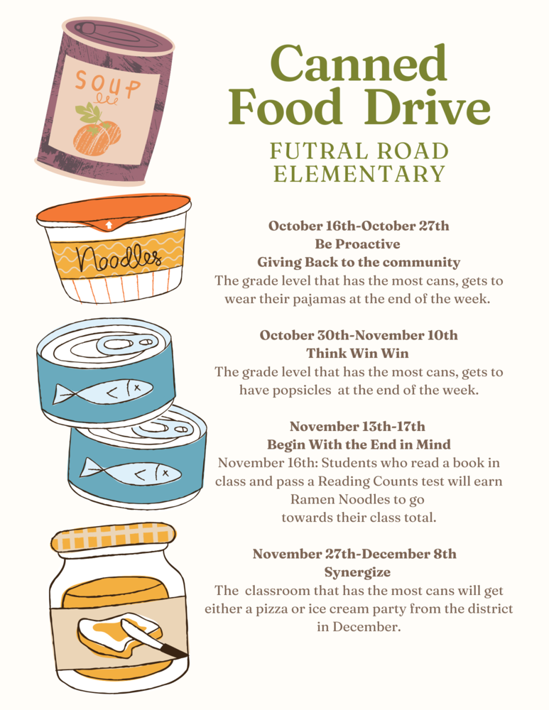 Our Canned Food Drive has Started! | Futral Road Elementary School